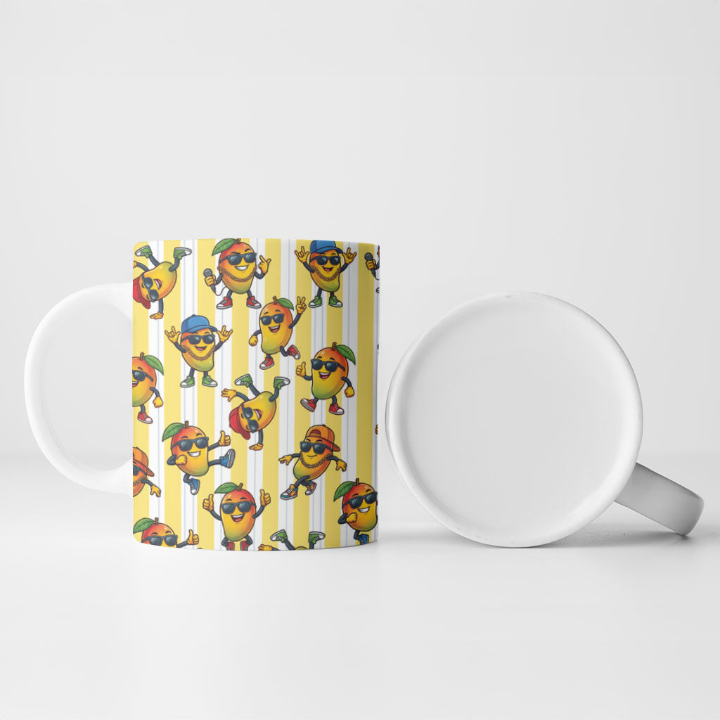 Funny Hawaii Mango Hip Hop Cartoon Ceramic Mug Summer Beach Party