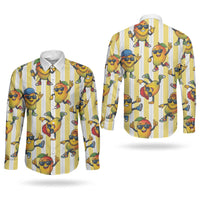 Funny Hawaii Mango Hip Hop Cartoon Couples Matching Puletasi and Long Sleeve Button Shirt Summer Beach Party
