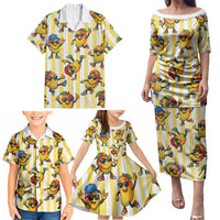 Funny Hawaii Mango Hip Hop Cartoon Family Matching Puletasi and Hawaiian Shirt Summer Beach Party