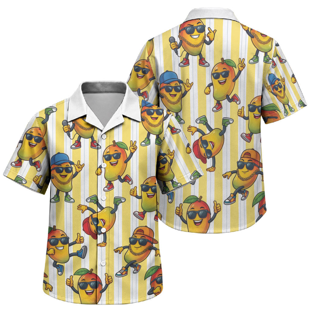 Funny Hawaii Mango Hip Hop Cartoon Family Matching Puletasi and Hawaiian Shirt Summer Beach Party
