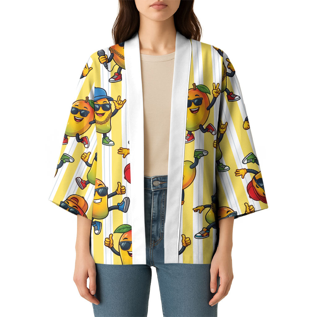 Funny Hawaii Mango Hip Hop Cartoon Kimono Summer Beach Party