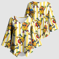 Funny Hawaii Mango Hip Hop Cartoon Kimono Sleeve Blouse Summer Beach Party
