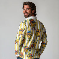 Funny Hawaii Mango Hip Hop Cartoon Long Sleeve Polo Shirt Summer Beach Party