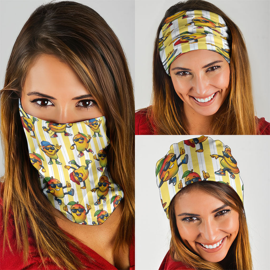 Funny Hawaii Mango Hip Hop Cartoon Neck Gaiter Summer Beach Party