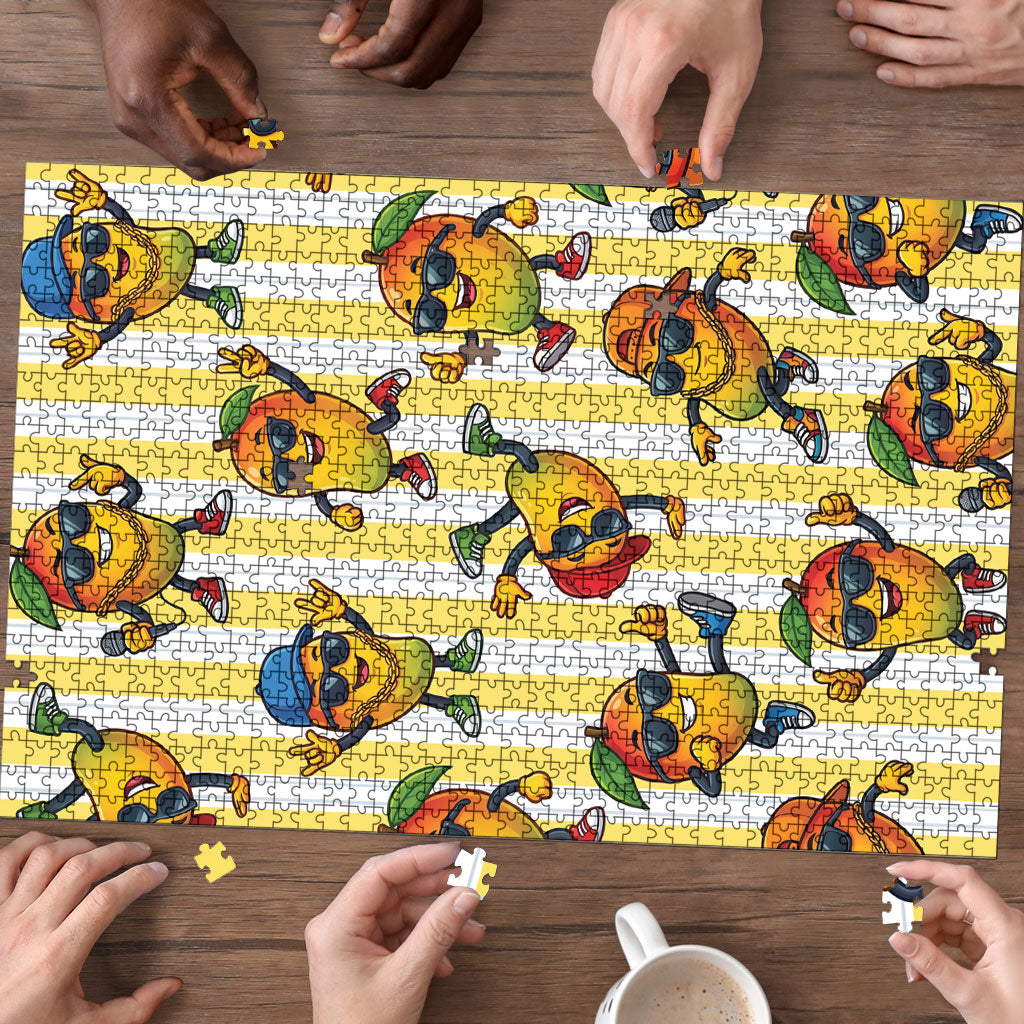 Funny Hawaii Mango Hip Hop Cartoon Puzzle Summer Beach Party