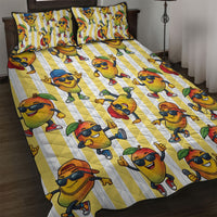 Funny Hawaii Mango Hip Hop Cartoon Quilt Bed Set Summer Beach Party