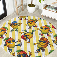 Funny Hawaii Mango Hip Hop Cartoon Round Carpet Summer Beach Party