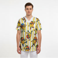 Funny Hawaii Mango Hip Hop Cartoon Scrub Top Summer Beach Party