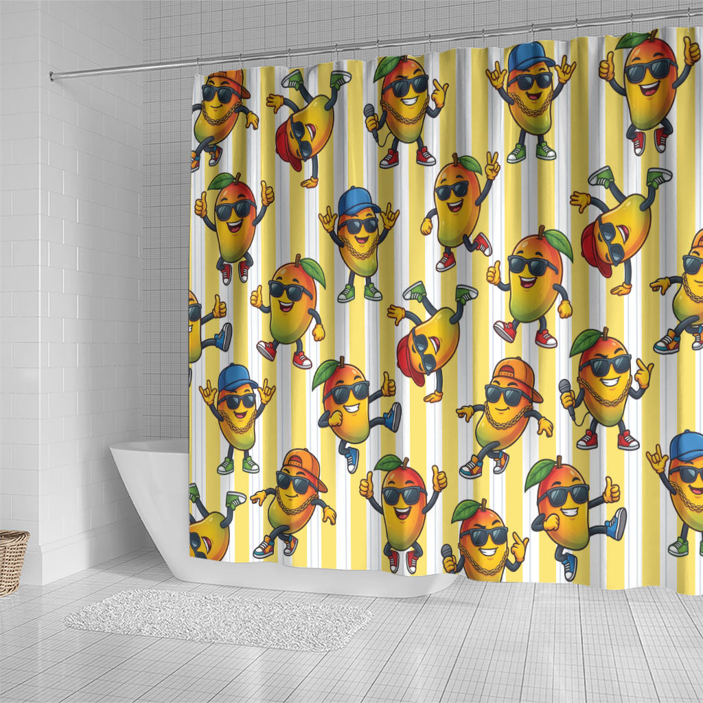Funny Hawaii Mango Hip Hop Cartoon Shower Curtain Summer Beach Party