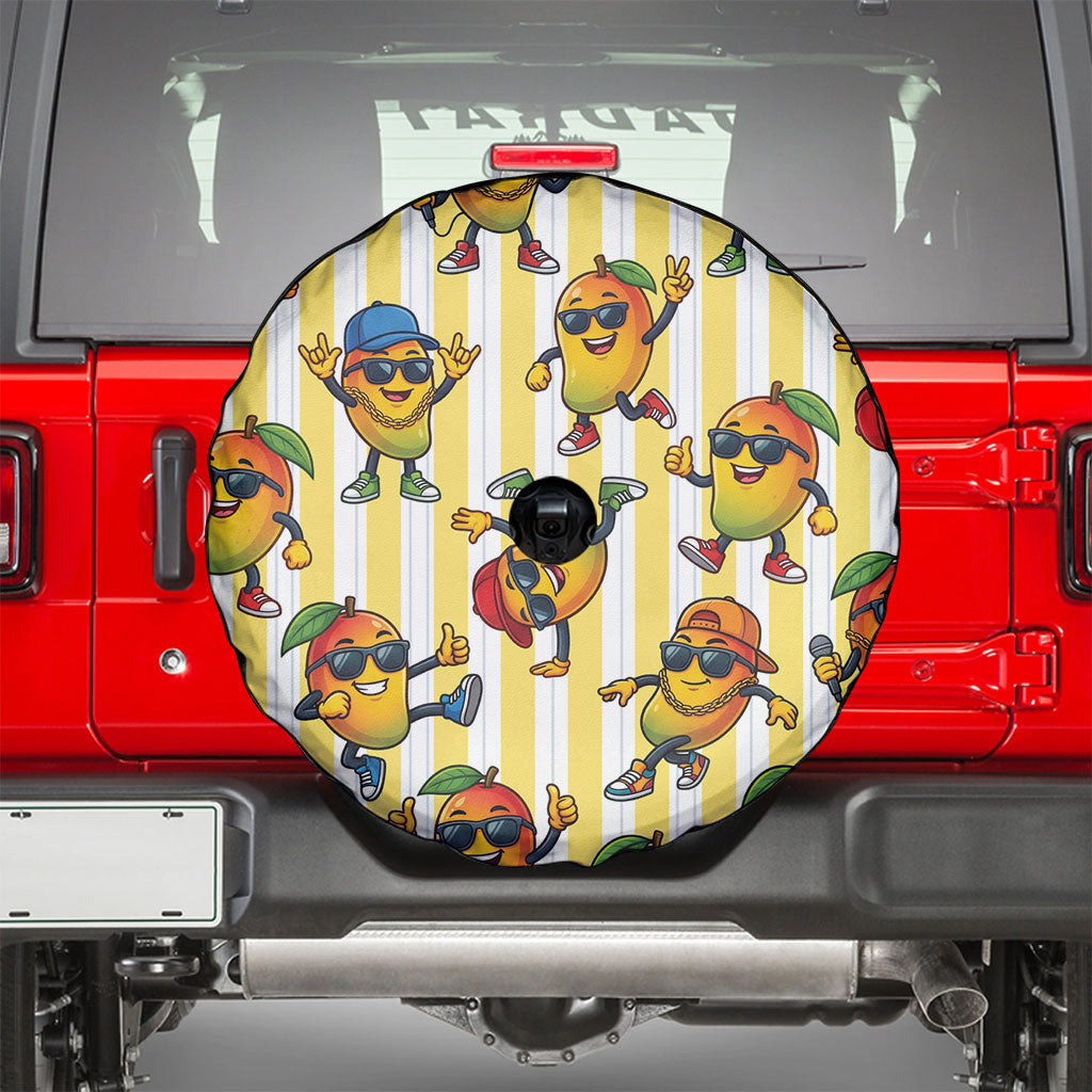 Funny Hawaii Mango Hip Hop Cartoon Spare Tire Cover Summer Beach Party