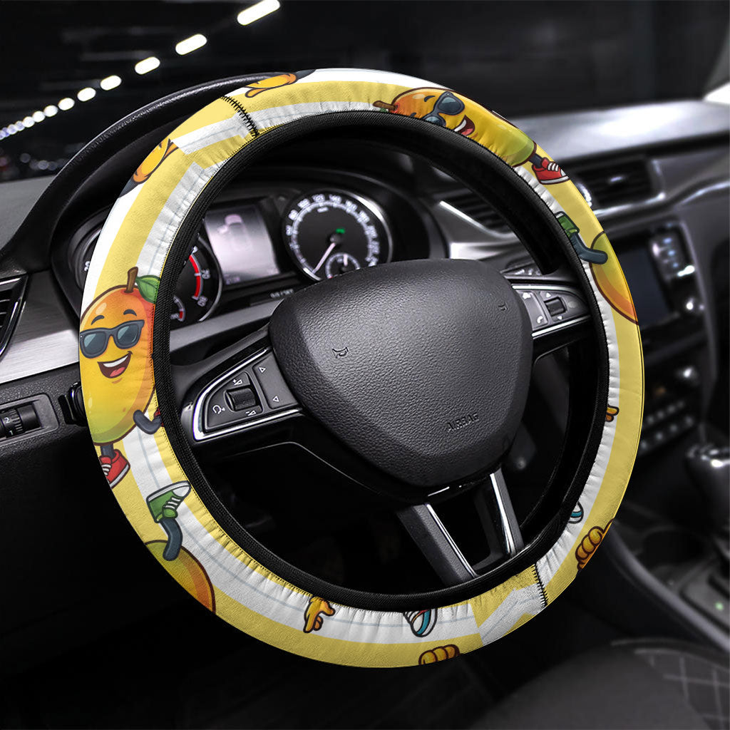 Funny Hawaii Mango Hip Hop Cartoon Steering Wheel Cover Summer Beach Party