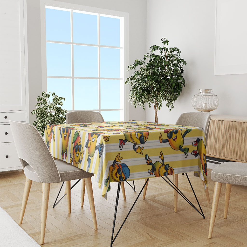 Funny Hawaii Mango Hip Hop Cartoon Tablecloth Summer Beach Party