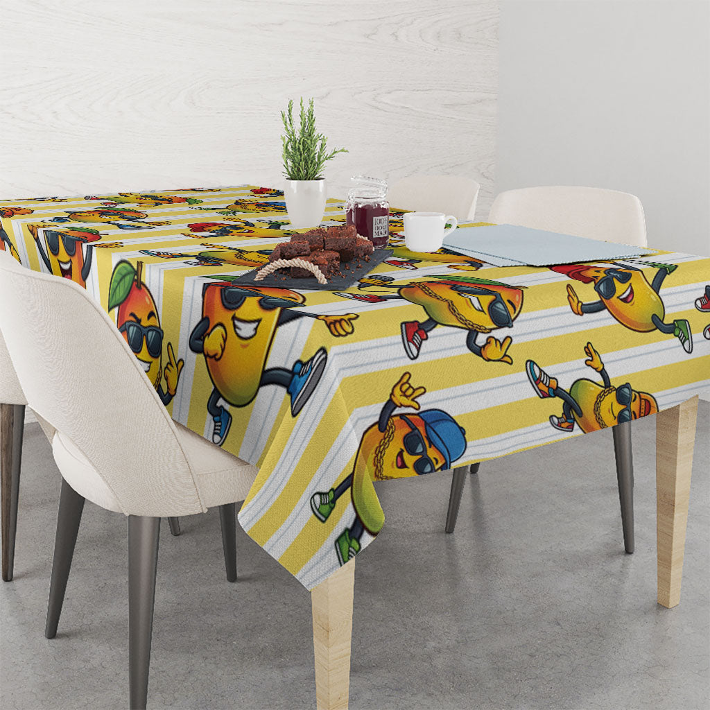 Funny Hawaii Mango Hip Hop Cartoon Tablecloth Summer Beach Party