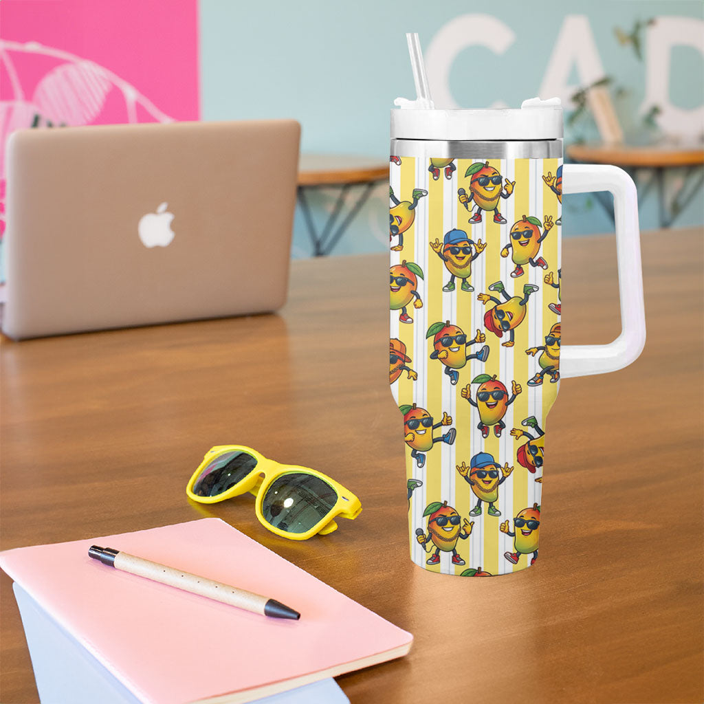 Funny Hawaii Mango Hip Hop Cartoon Tumbler With Handle Summer Beach Party