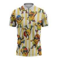 Funny Hawaii Mango Hip Hop Cartoon Zipper Polo Shirt Summer Beach Party