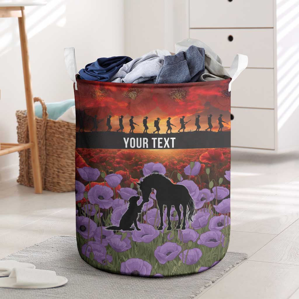 Personalised ANZAC Day Laundry Basket Remembering the Animals of War