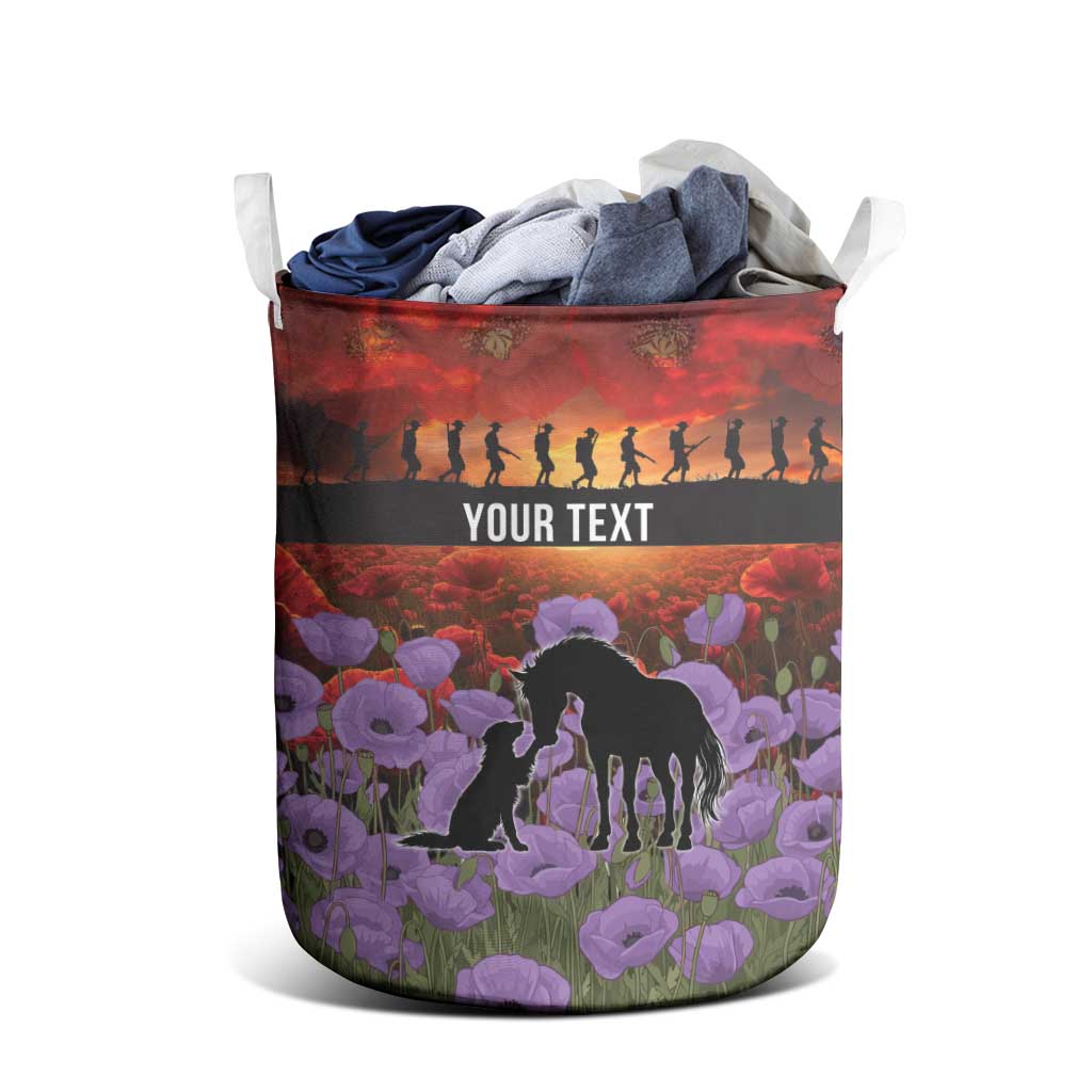 Personalised ANZAC Day Laundry Basket Remembering the Animals of War