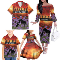 Personalised ANZAC Day Family Matching Off The Shoulder Long Sleeve Dress and Hawaiian Shirt Remembering the Animals of War LT19 - Polynesian Pride