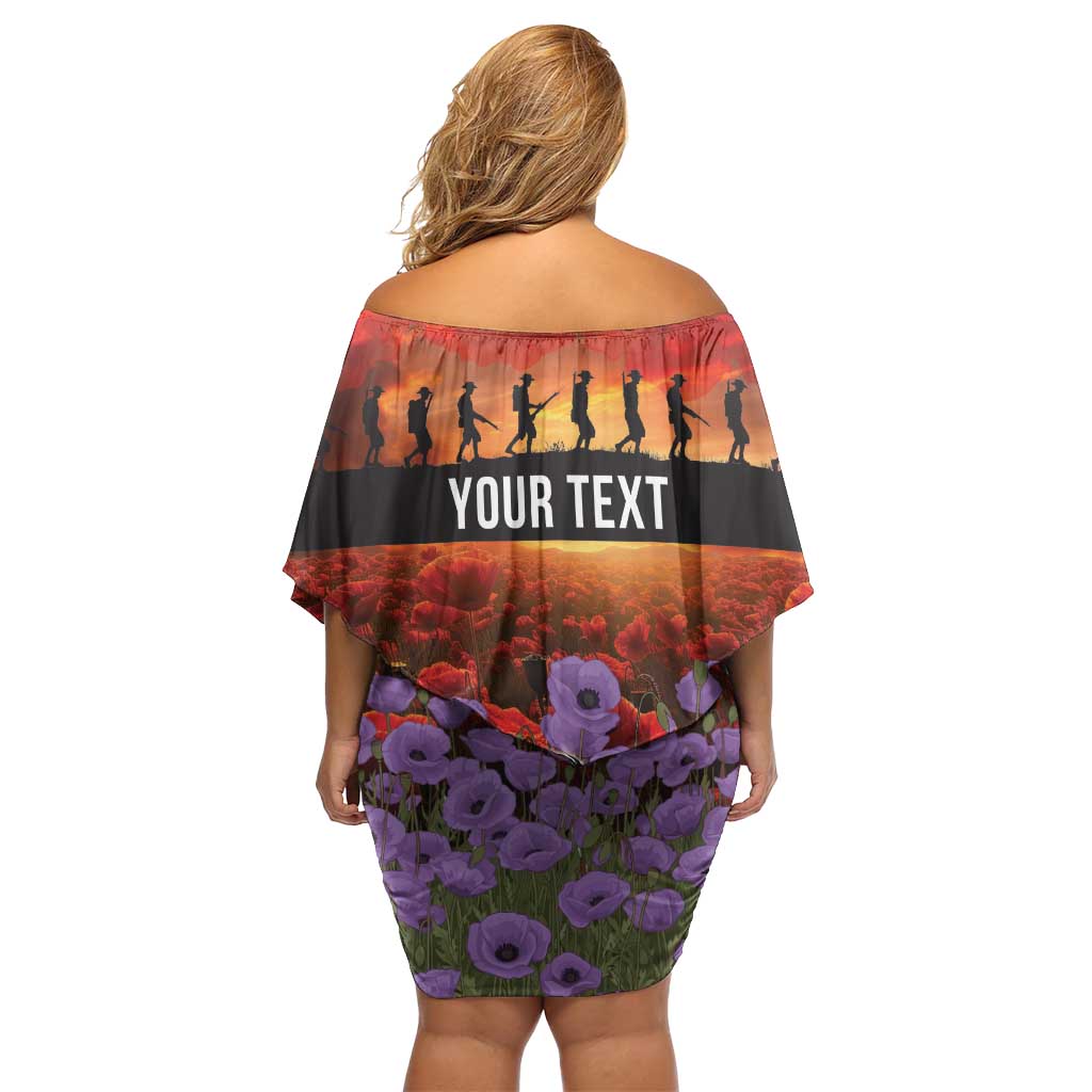 Personalised ANZAC Day Family Matching Off Shoulder Short Dress and Hawaiian Shirt Remembering the Animals of War LT19 - Polynesian Pride