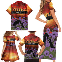 Personalised ANZAC Day Family Matching Short Sleeve Bodycon Dress and Hawaiian Shirt Remembering the Animals of War LT19 - Polynesian Pride