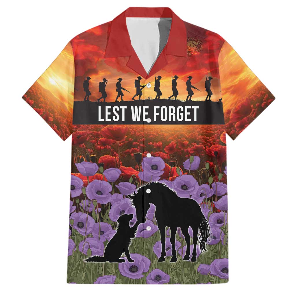 Personalised ANZAC Day Family Matching Summer Maxi Dress and Hawaiian Shirt Remembering the Animals of War