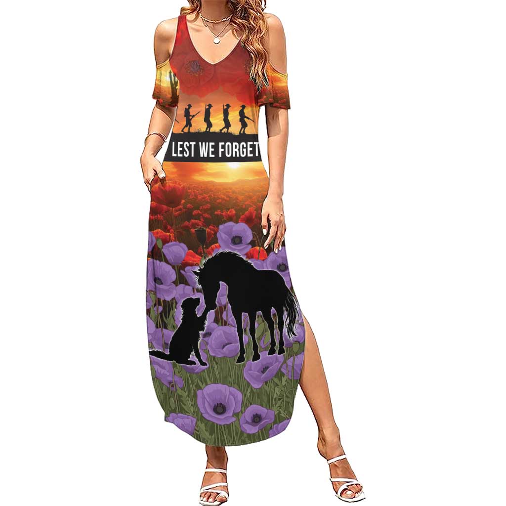 Personalised ANZAC Day Family Matching Summer Maxi Dress and Hawaiian Shirt Remembering the Animals of War