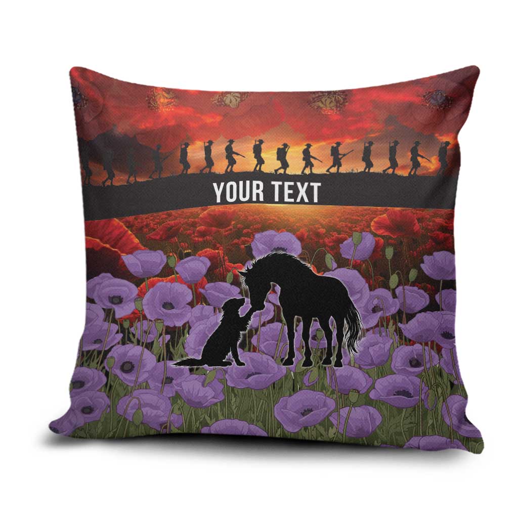 Personalised ANZAC Day Pillow Cover Remembering the Animals of War