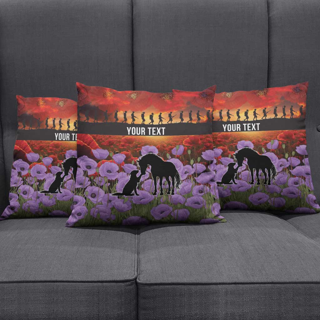 Personalised ANZAC Day Pillow Cover Remembering the Animals of War