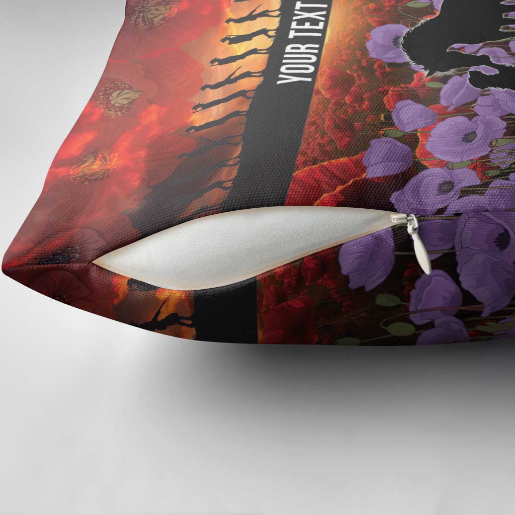 Personalised ANZAC Day Pillow Cover Remembering the Animals of War