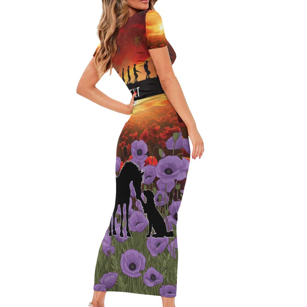 Personalised ANZAC Day Short Sleeve Bodycon Dress Remembering the Animals of War