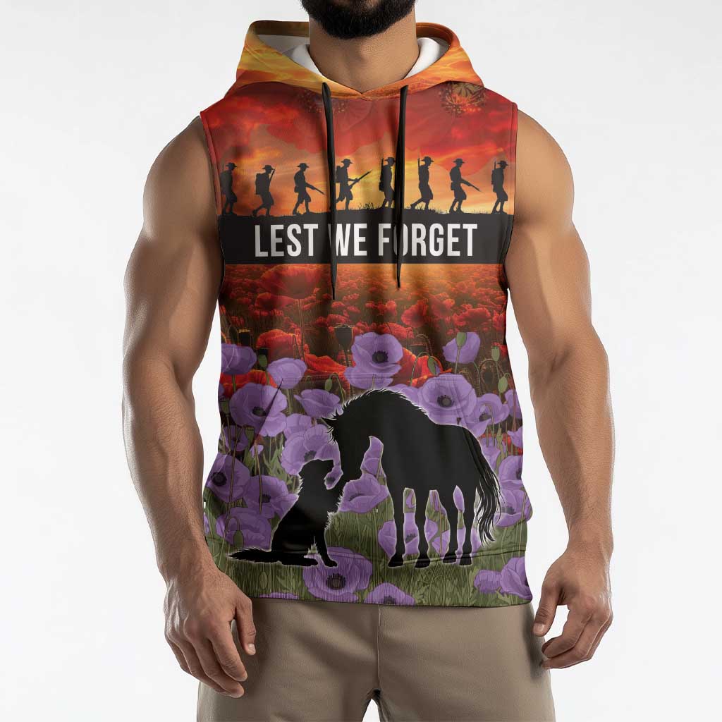 Personalised ANZAC Day Sleeveless Hoodie Remembering the Animals of War LT19 - Polynesian Pride