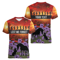 Personalised ANZAC Day Women V-Neck T-Shirt Remembering the Animals of War