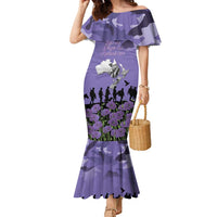 ANZAC Day Family Matching Mermaid Dress and Hawaiian Shirt Lest We Forget the Animals Too LT19 Mom's Dress Purple - Polynesian Pride