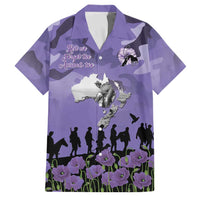 ANZAC Day Family Matching Puletasi and Hawaiian Shirt Lest We Forget the Animals Too LT19 Dad's Shirt - Short Sleeve Purple - Polynesian Pride
