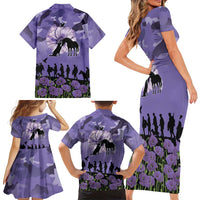 ANZAC Day Family Matching Short Sleeve Bodycon Dress and Hawaiian Shirt Lest We Forget the Animals Too LT19 - Polynesian Pride