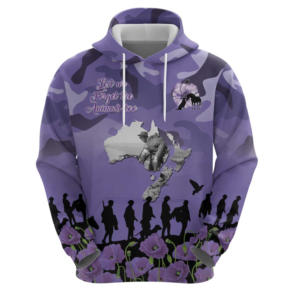 ANZAC Day Hoodie Lest We Forget the Animals Too LT19 - Polynesian Pride