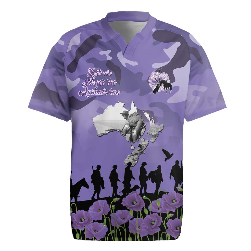 ANZAC Day Rugby Jersey Lest We Forget the Animals Too LT19 Purple - Polynesian Pride
