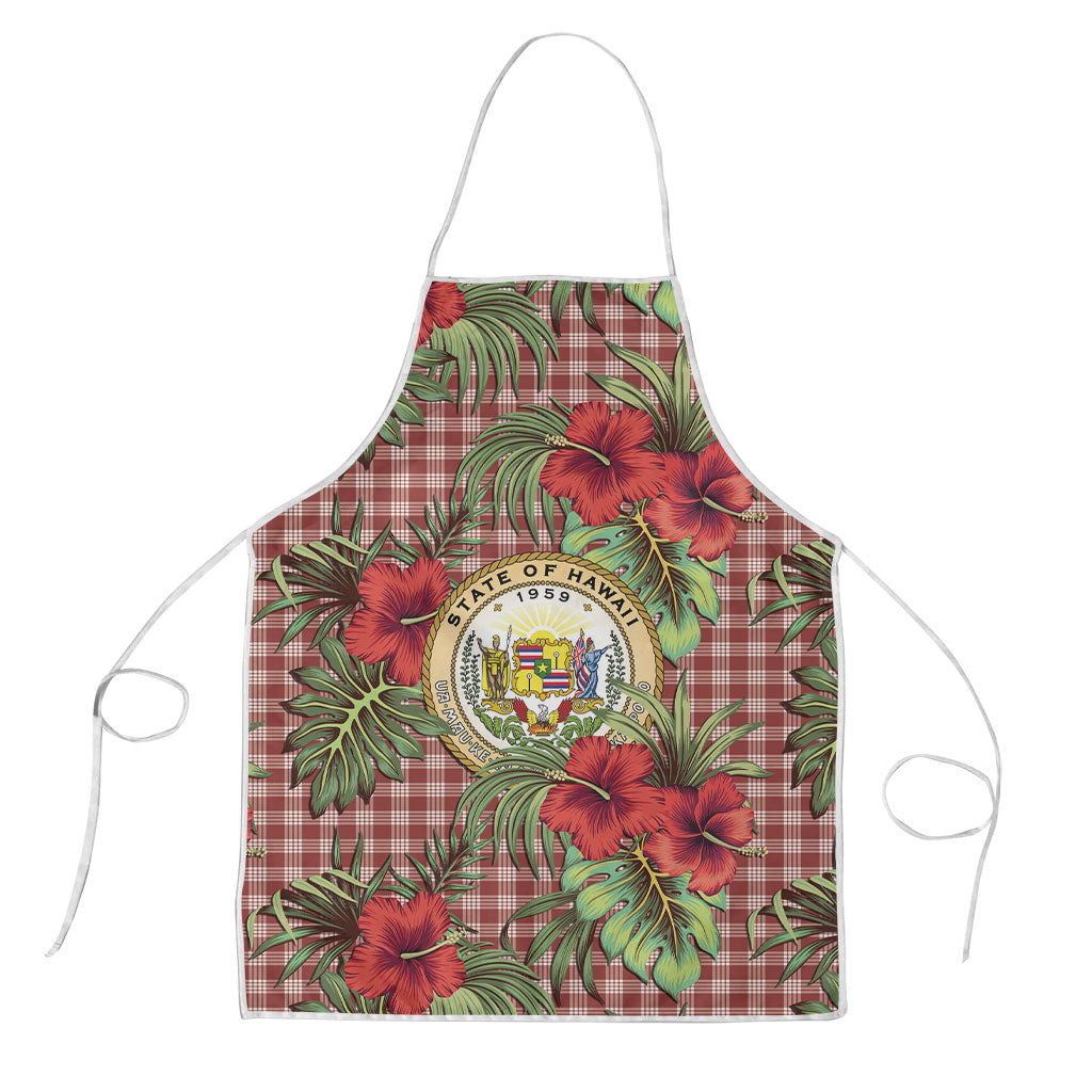 Vintage Hawaii Hibiscus Palaka Apron Red Color