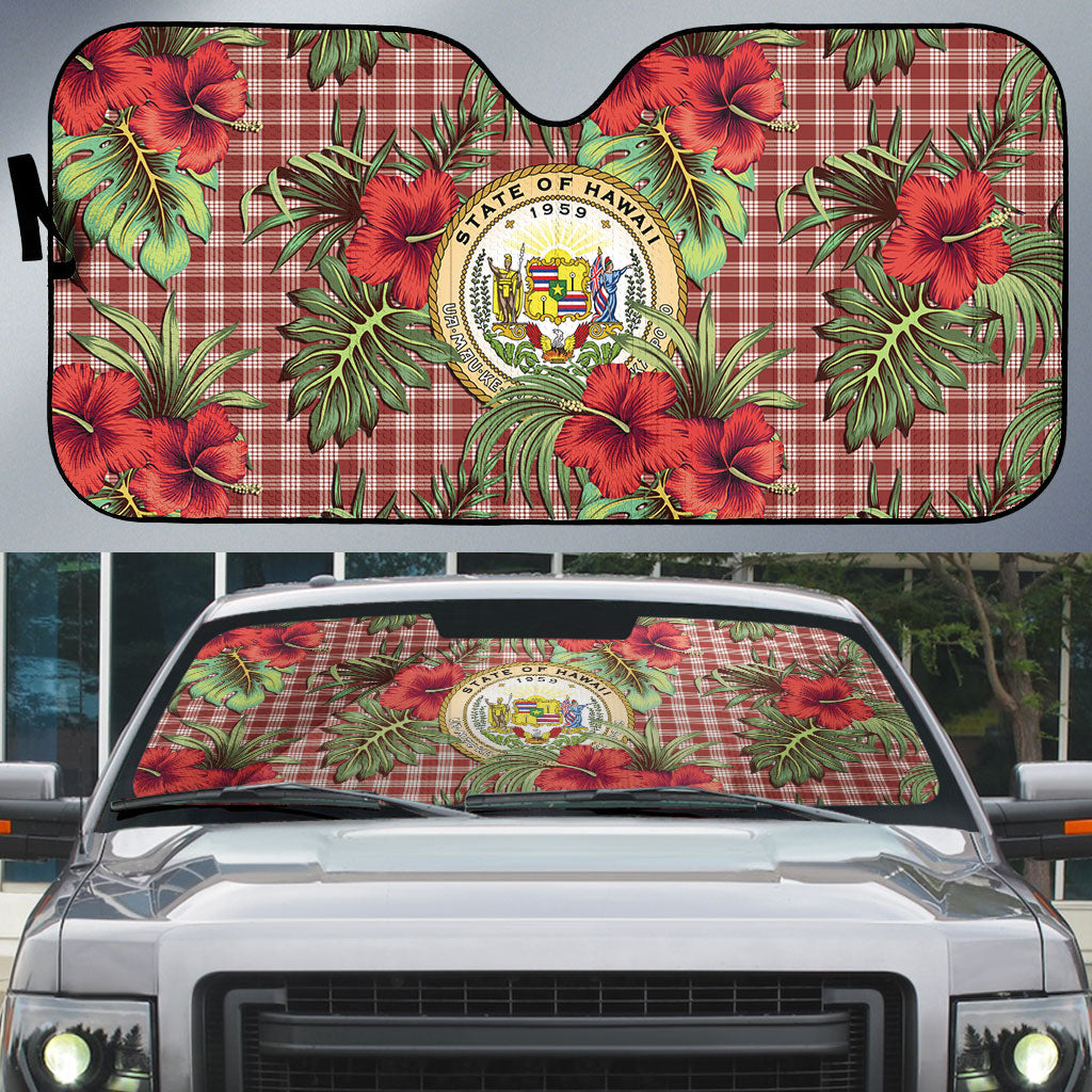 Vintage Hawaii Hibiscus Palaka Auto Sun Shade Red Color