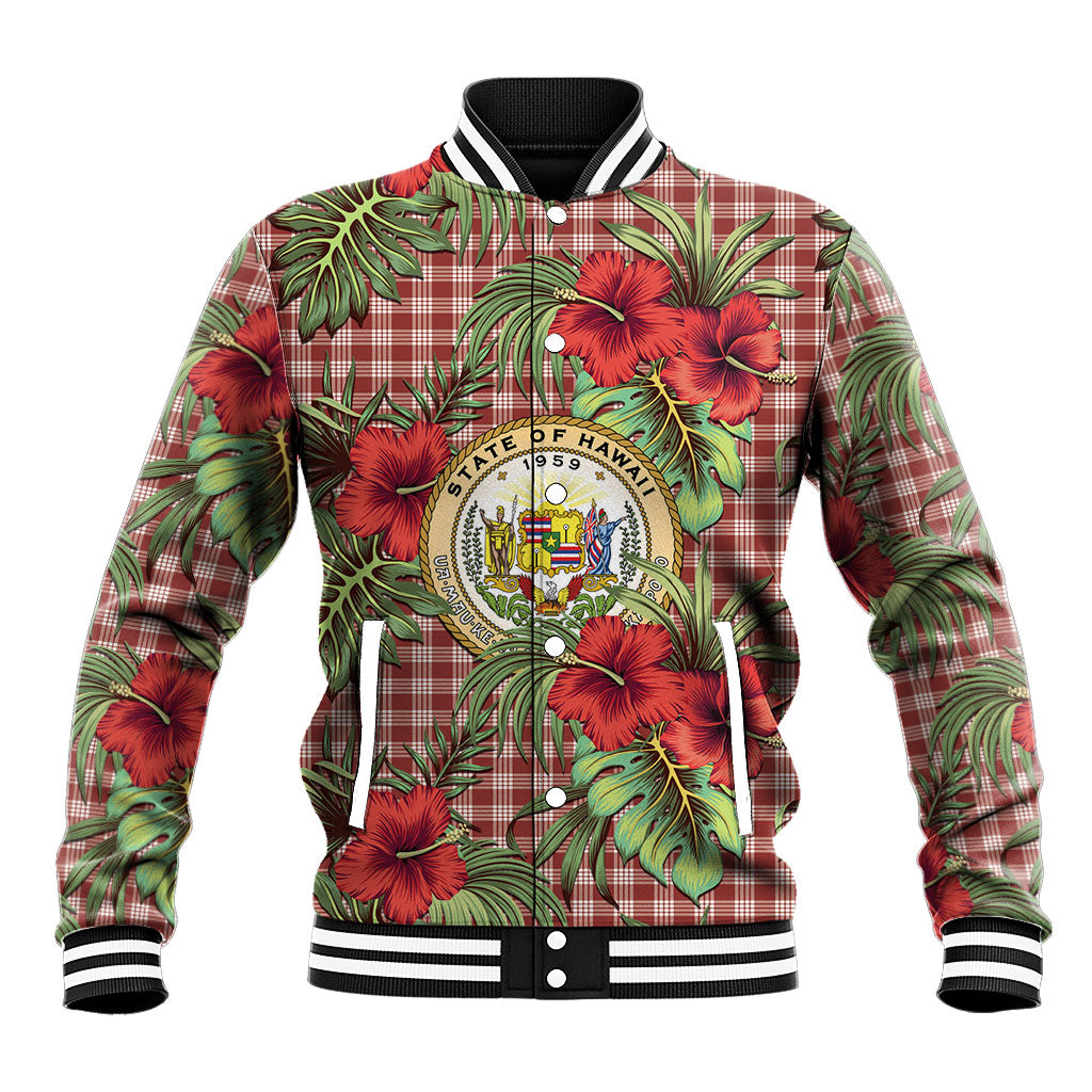 Vintage Hawaii Hibiscus Palaka Baseball Jacket Red Color