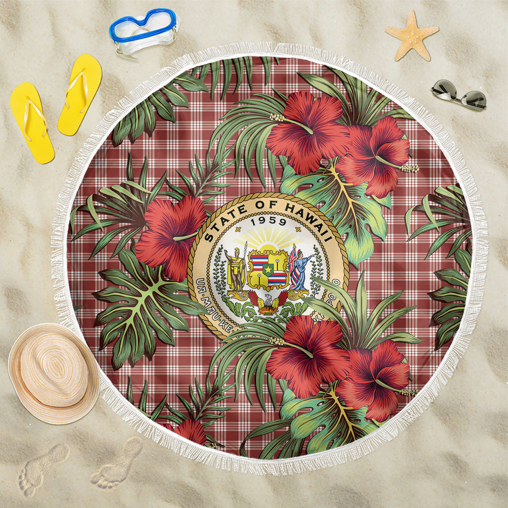 Vintage Hawaii Hibiscus Palaka Beach Blanket Red Color
