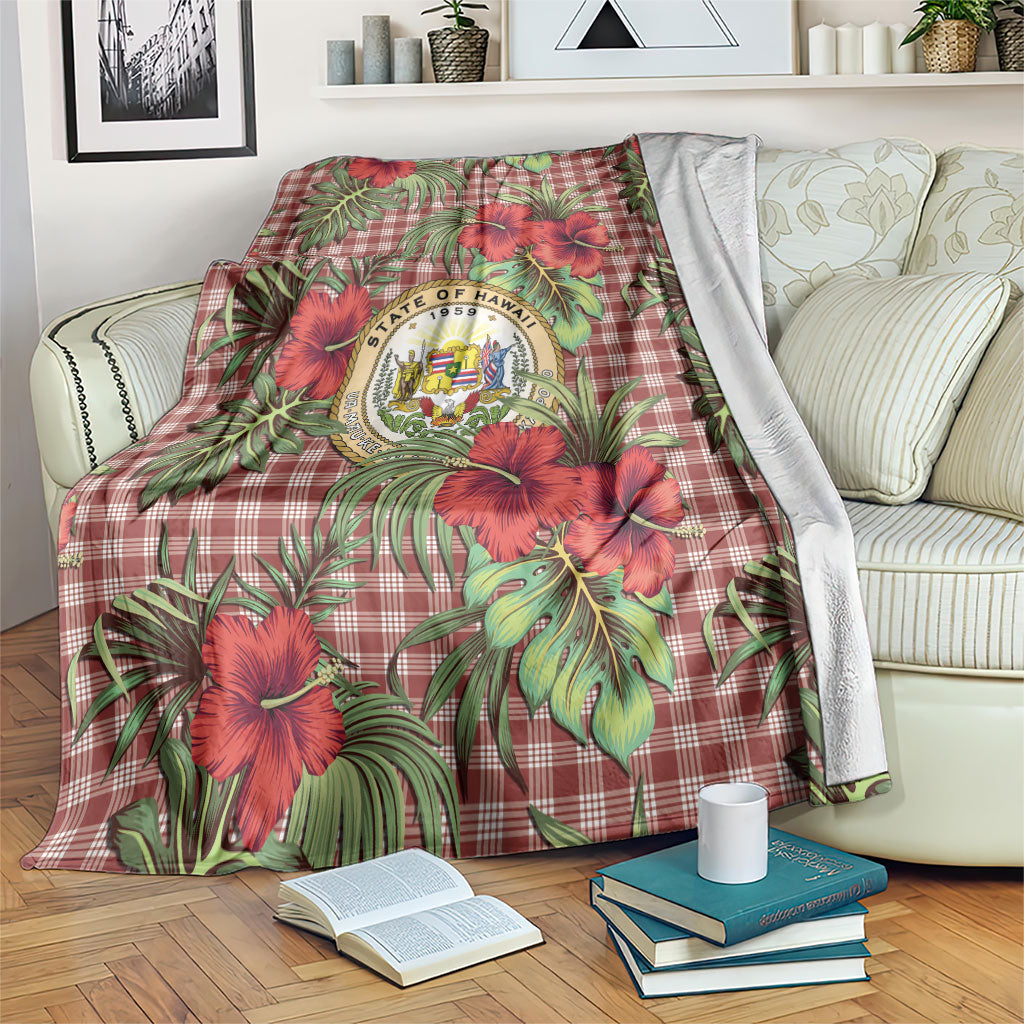 Vintage Hawaii Hibiscus Palaka Blanket Red Color