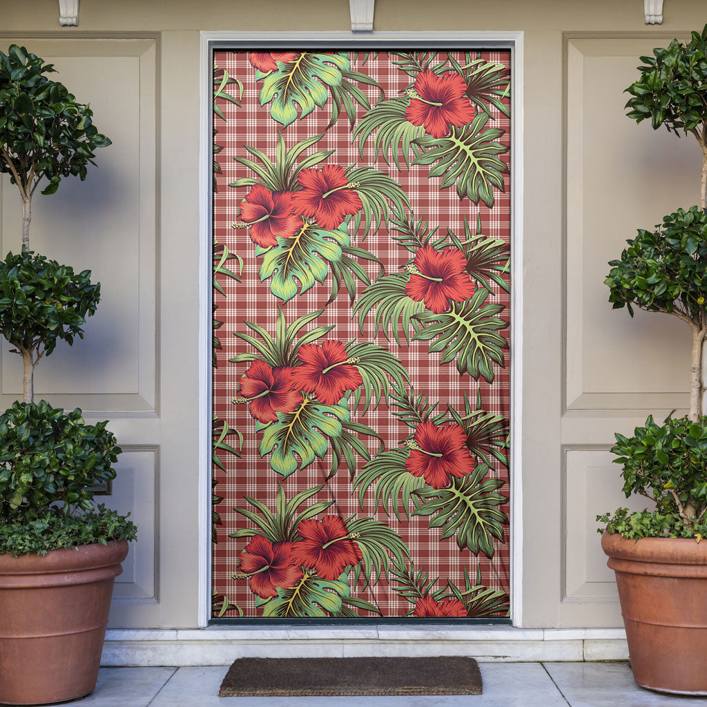 Vintage Hawaii Hibiscus Palaka Door Cover Red Color
