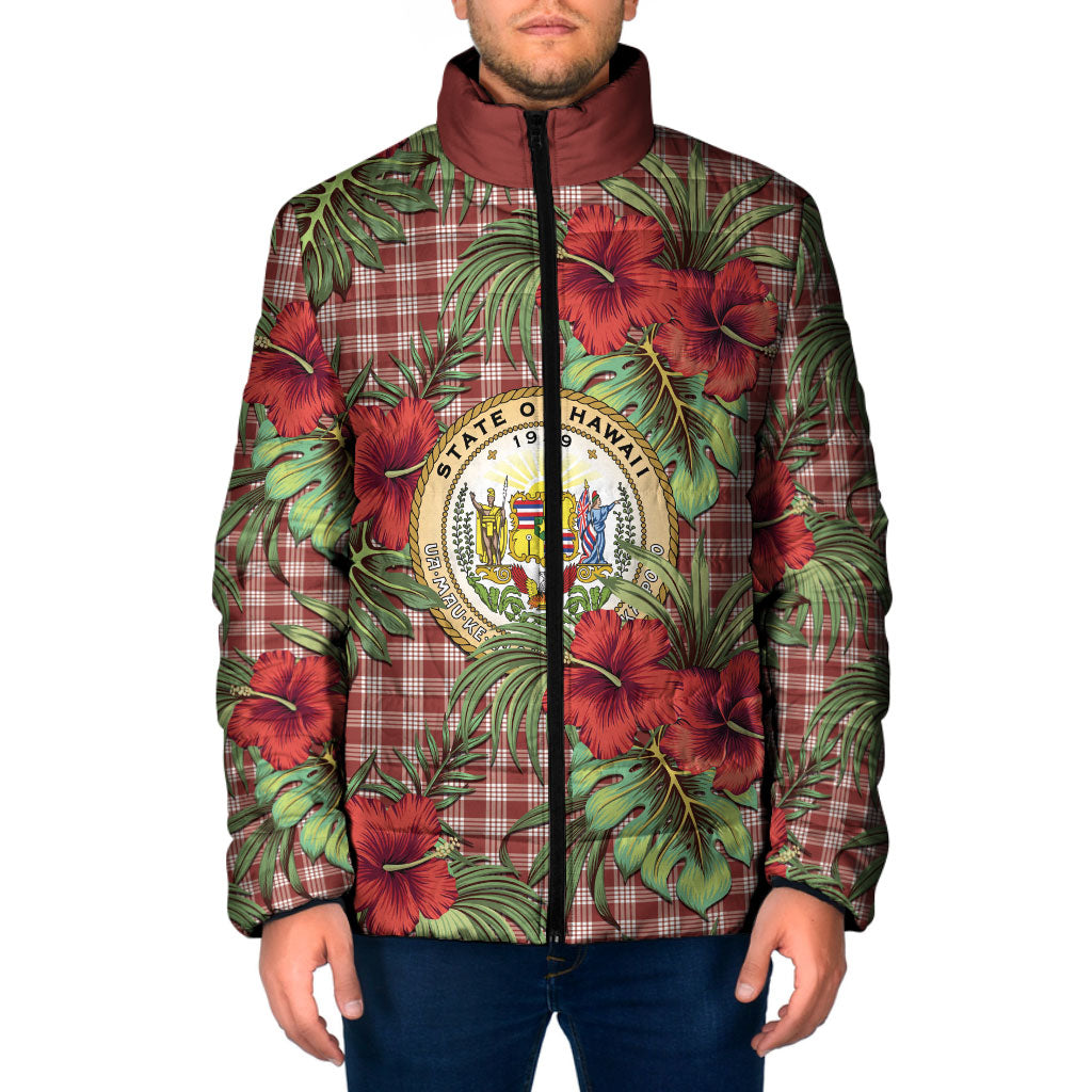 Vintage Hawaii Hibiscus Palaka Padded Jacket Red Color