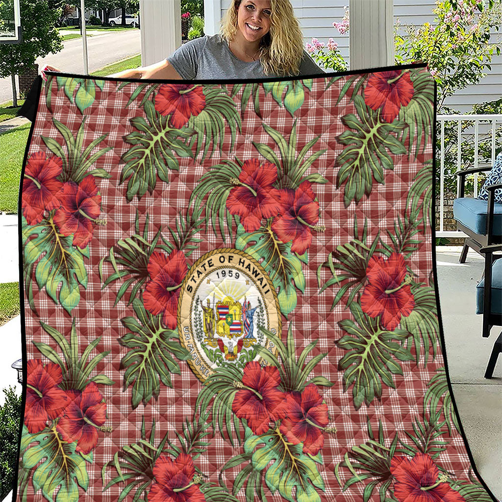 Vintage Hawaii Hibiscus Palaka Quilt Red Color