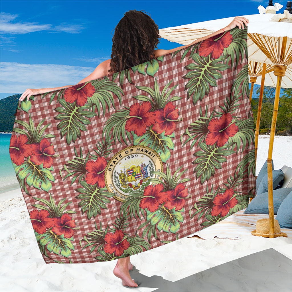 Vintage Hawaii Hibiscus Palaka Sarong Red Color