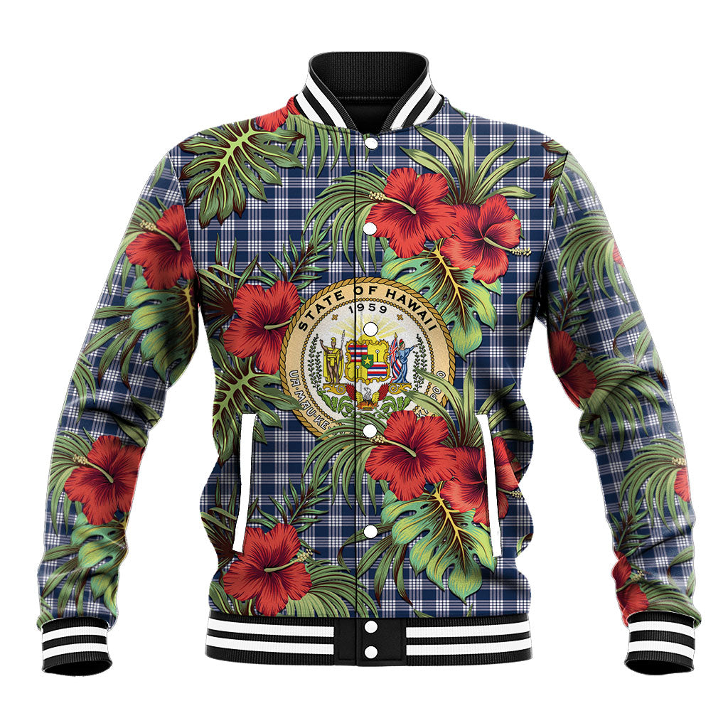Vintage Hawaii Hibiscus Palaka Baseball Jacket Navy Color