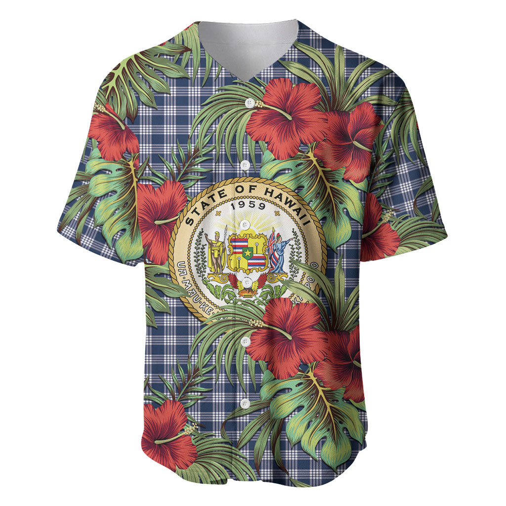 Vintage Hawaii Hibiscus Palaka Baseball Jersey Navy Color