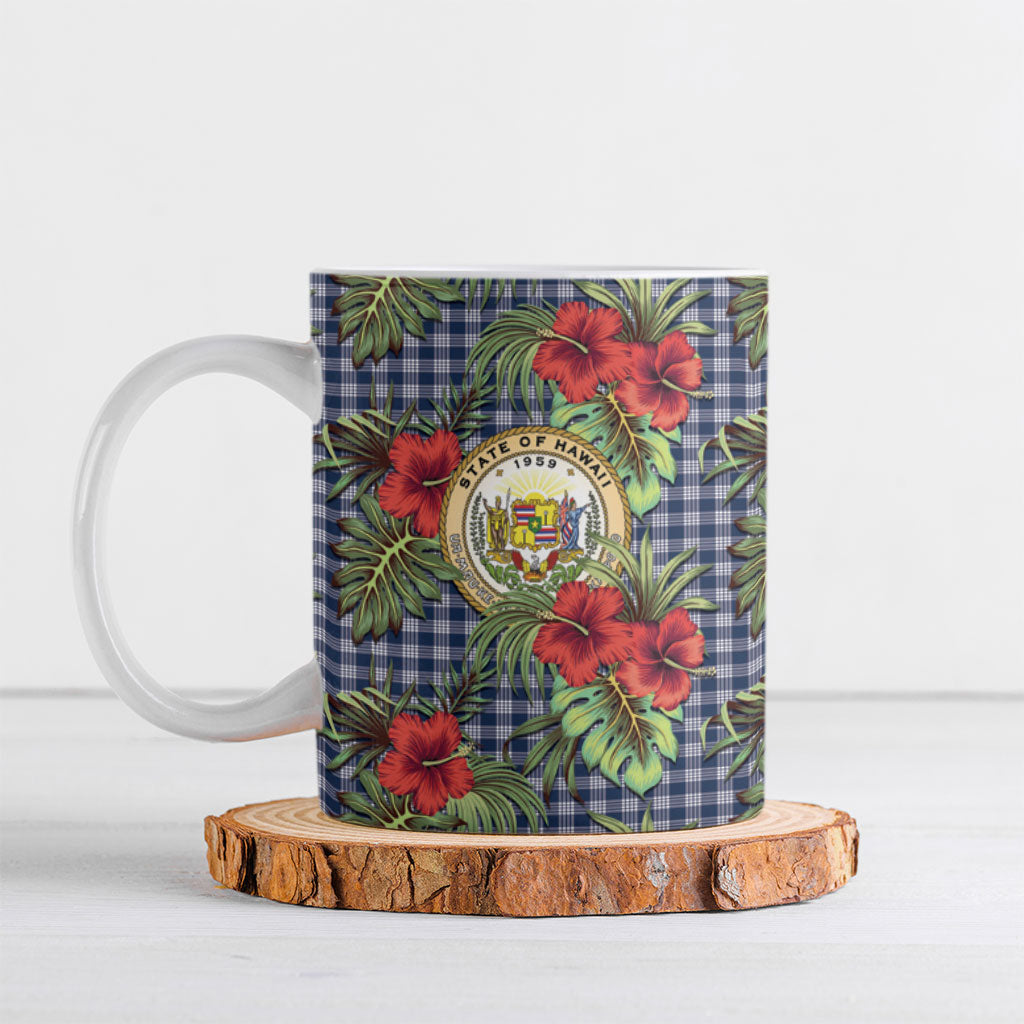 Vintage Hawaii Hibiscus Palaka Ceramic Mug Navy Color