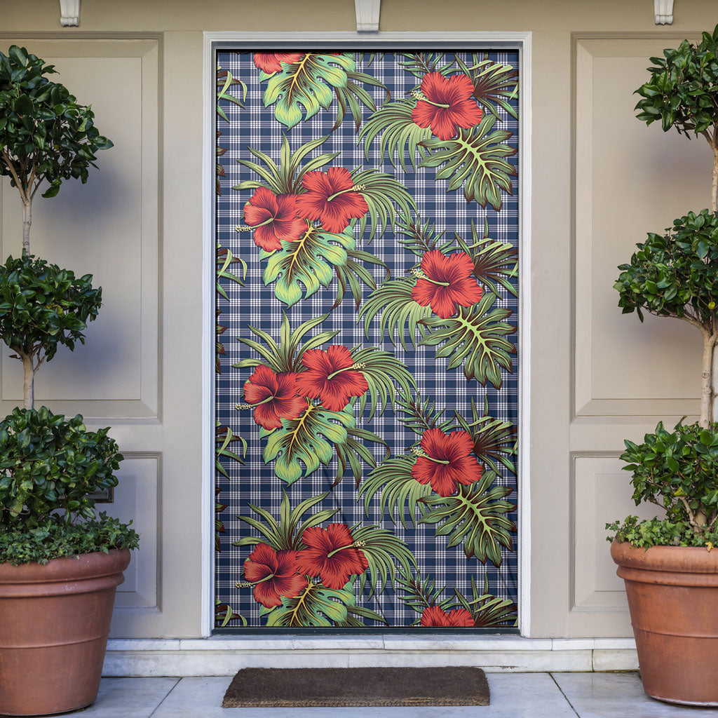 Vintage Hawaii Hibiscus Palaka Door Cover Navy Color